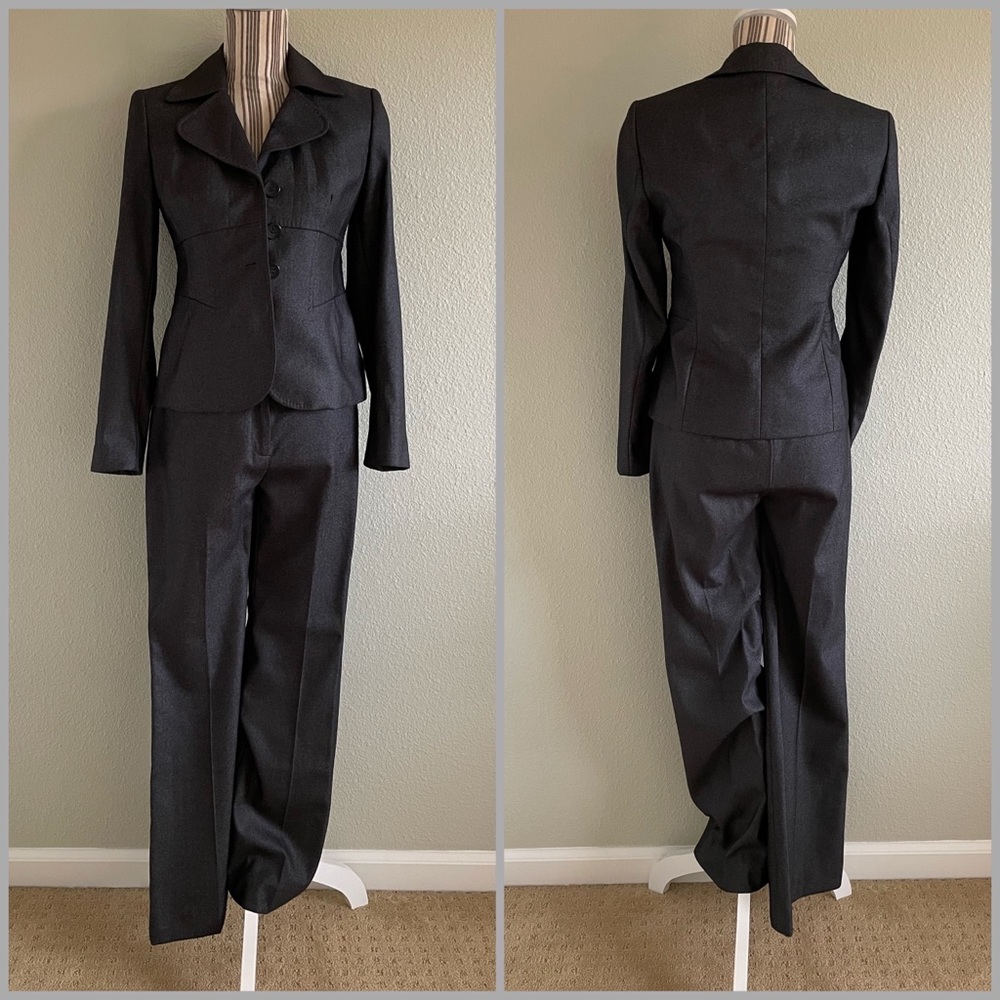 Anne Klein Women’s Pantsuit with Jacket and Trousers Grey Size 2